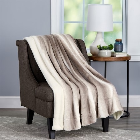 Hastings Home Faux Fur Throw Blanket, Luxurious, Soft, Hypoallergenic with Sherpa Back, 60"x70" (Cream Beige) 629020FQY